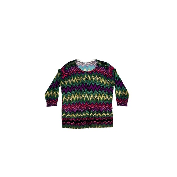 Joseph A. Women's Colorful Blouse Light Weight Knit Top SZ XL Neon Chevron Print - Picture 1 of 7